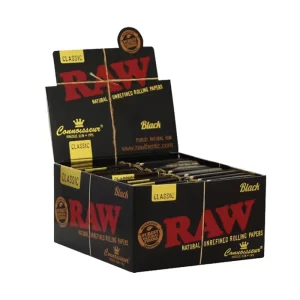 RAW BLACK KING SIZE SLIM CONNOISSEUR PAPERS + TIPS