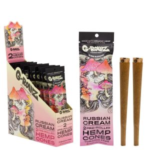 G-ROLLZ Pre-Rolled Hemp Cones – 12 Packs Per Box – 2 Cones Per Pack – RUSSIAN CREAM