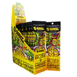 G-ROLLZ Pre-Rolled Hemp Cones – 12 Packs Per Box – 2 Cones Per Pack – HONEY BUZZ